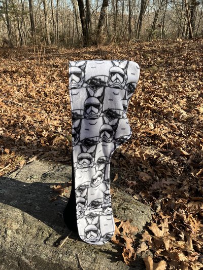 Handmade by Lucky Burrito Beautiful XL Hooded Scarves inspired by the designs of Sienna Rose* fully reversible Star Wars storm-troopers