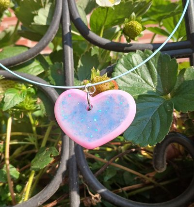 Handmade by Hailey two tone heart necklace